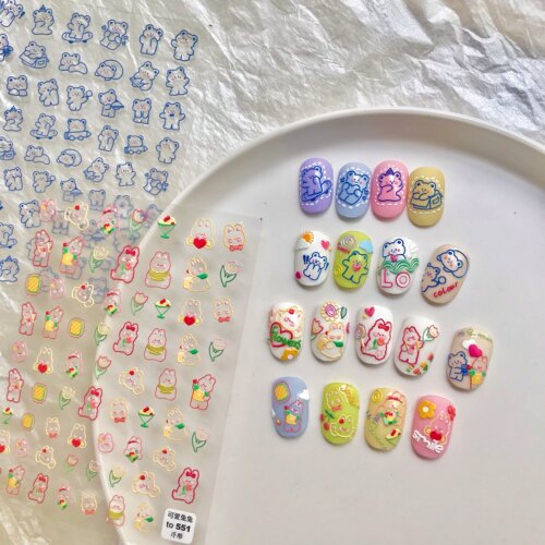 diy立体浮雕卡通美甲贴纸