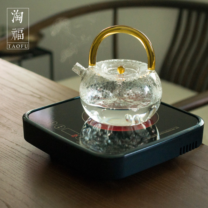 淘福 手工玻璃茶壶 带电陶炉一套 茶炉 烧水壶 煮茶壶 家用迷你