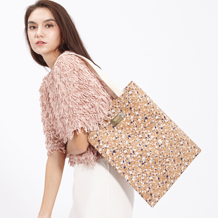 NSC新品软木购物袋青年潮流印花包便携单肩包树皮托特包原创设计