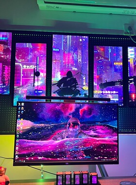 电竞房间背景墙酒店装饰画网吧LED灯发光壁画赛博朋克风氛围挂画