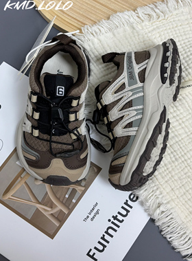 JBM 2025新款儿童撞色休闲运动潮流老爹鞋做旧工艺百搭童鞋拼色鞋