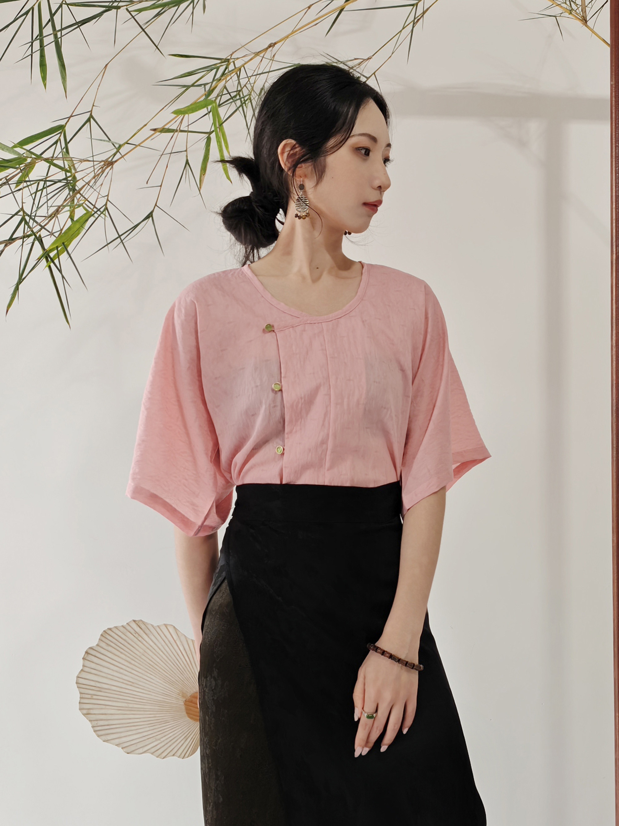 壹天坊 原创定制唐制圆领半袖短衫半臂唐褙子国风衬衣日常汉服夏