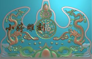 石材雕刻图石雕墓碑帽头双龙福精雕图葫芦福碑头翘角浮雕图灰度图