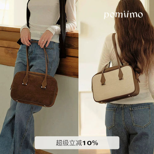帆布通勤百搭波士顿包Pomiimo