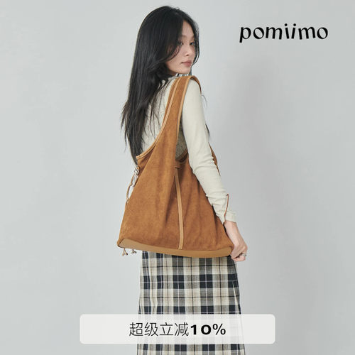 Pomiimo 麂皮绒百搭轻便大容量通勤简约帆布包托特包单肩女包