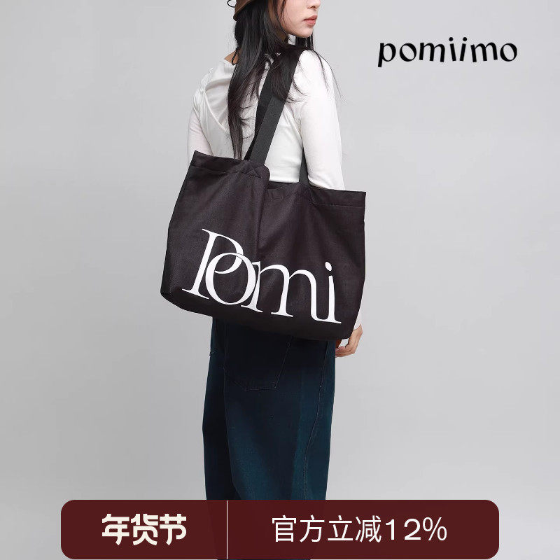 Pomiimo 原创双面字母轻便AIO大容量百搭旅行通勤字母单肩帆布包,箱包皮具/热销女包/男包,时尚帆布包,淘宝优惠券,粉丝福利购,淘宝优惠卷