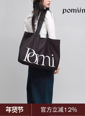 Pomiimo 原创双面字母轻便AIO大容量百搭旅行通勤字母单肩帆布包