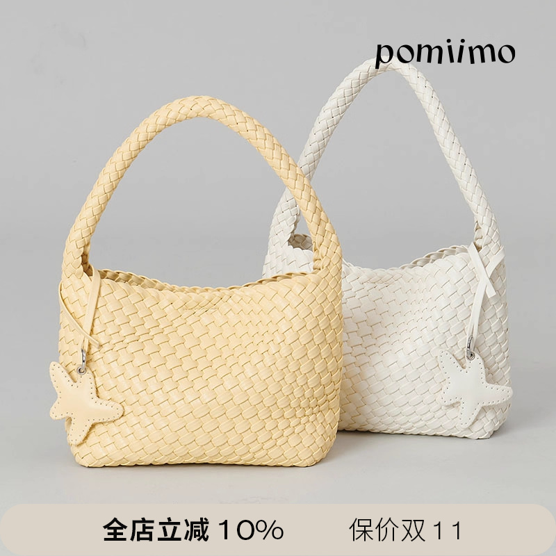 Pomiimo 编织包小号百搭休闲单肩包配内胆包海星挂件腋下包女包