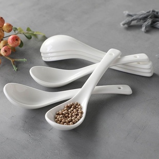 加长柄汤勺陶瓷家用小勺子饭馆餐厅砂锅麻辣烫长把勺子长柄小汤勺