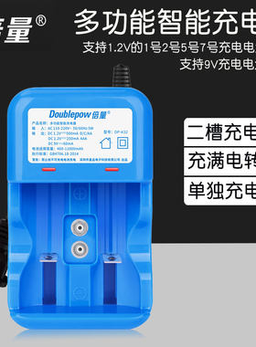 倍量充电器2槽智能可充1.2V大号1号D型/2号C型5号7号/9V充电电池