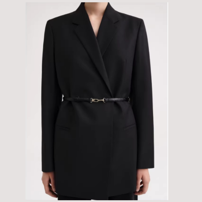 女双扣植鞣皮24Ｋ金扣时尚细腰链