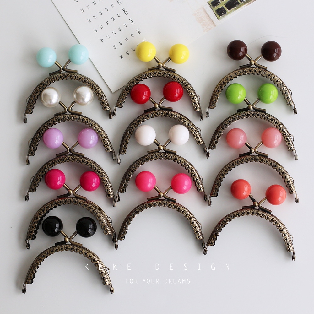 可可家|12色糖果珠头半圆口金 布艺手工DIY口金包-F34