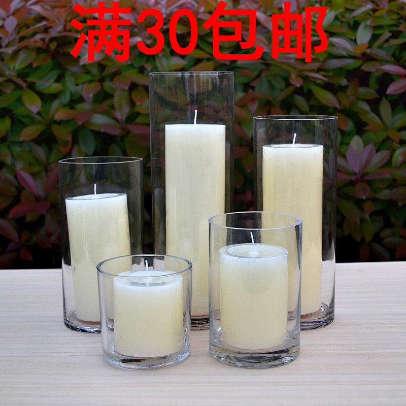 西餐厅路引直筒玻璃花瓶蜡烛台