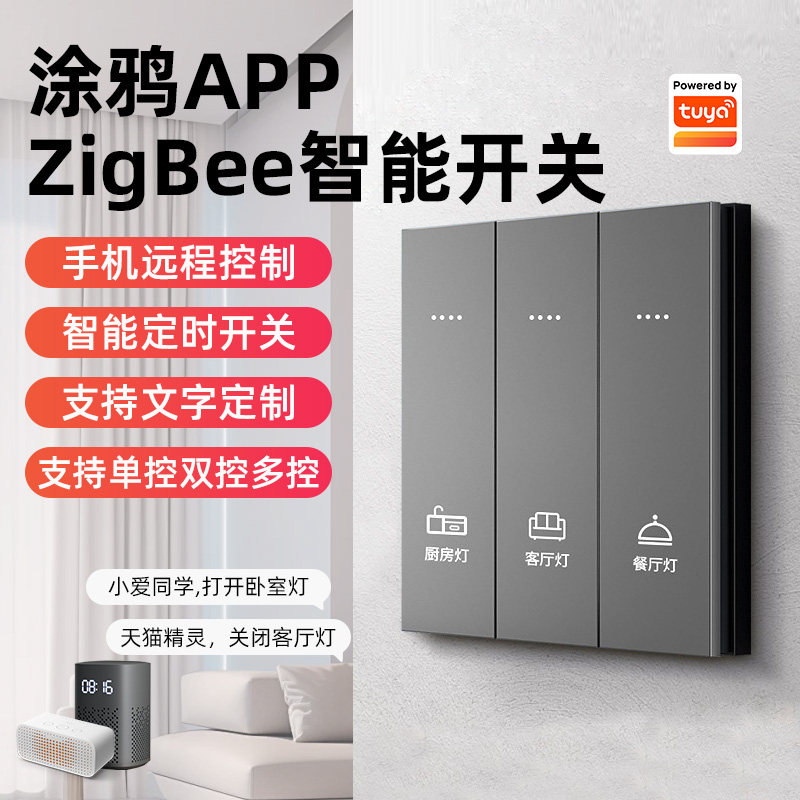涂鸦智能单火开关控制面板支持天猫精灵小爱小度语音灯控场景联动