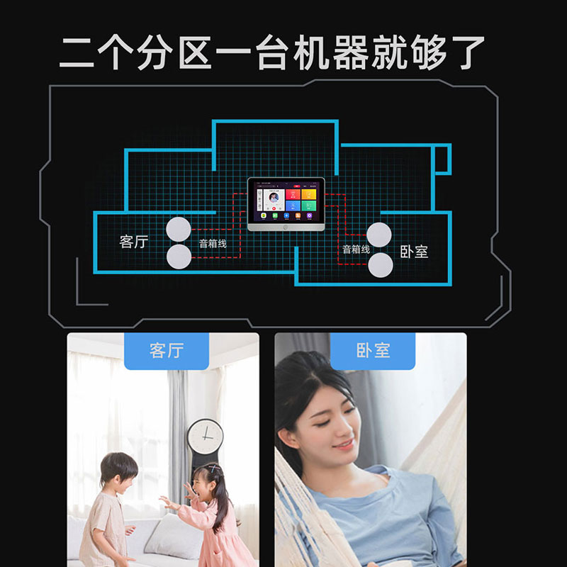 智能背景音乐主机全屋智能家居家庭系统套装涂鸦吊顶音响吸顶喇叭