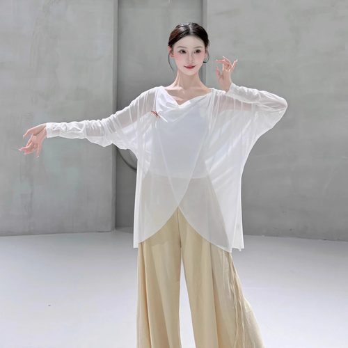 古典舞纱衣长袖练功服修身显瘦蝴蝶舞蹈服形体服中国舞身韵服国风