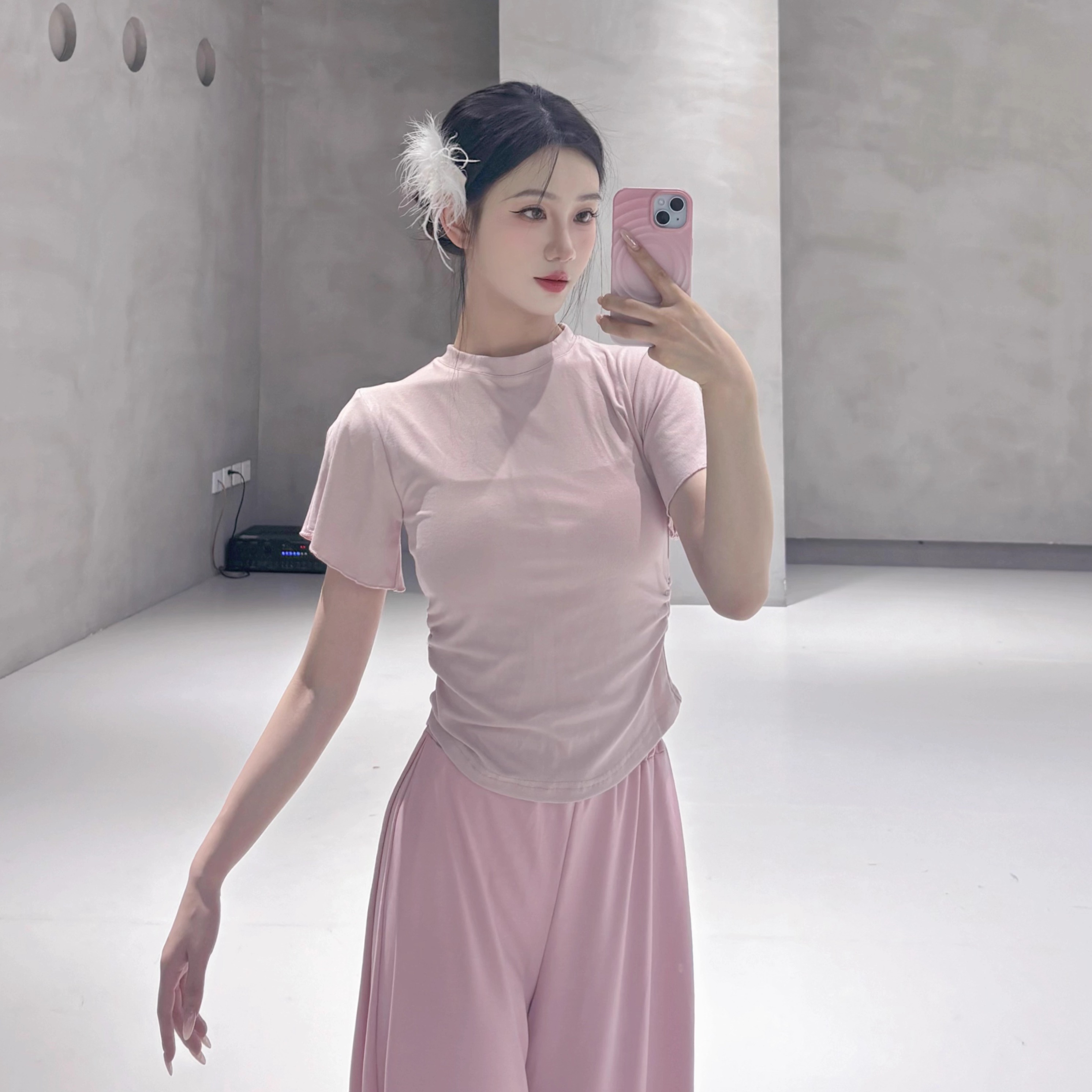 舞蹈上衣女款新款短袖芭蕾形体训练服现代舞练功服夏天古典舞服装