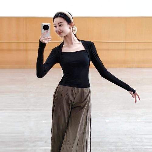 现代舞春秋舞蹈练功服高领瑜伽上衣古典舞长袖芭蕾形体服日常可穿