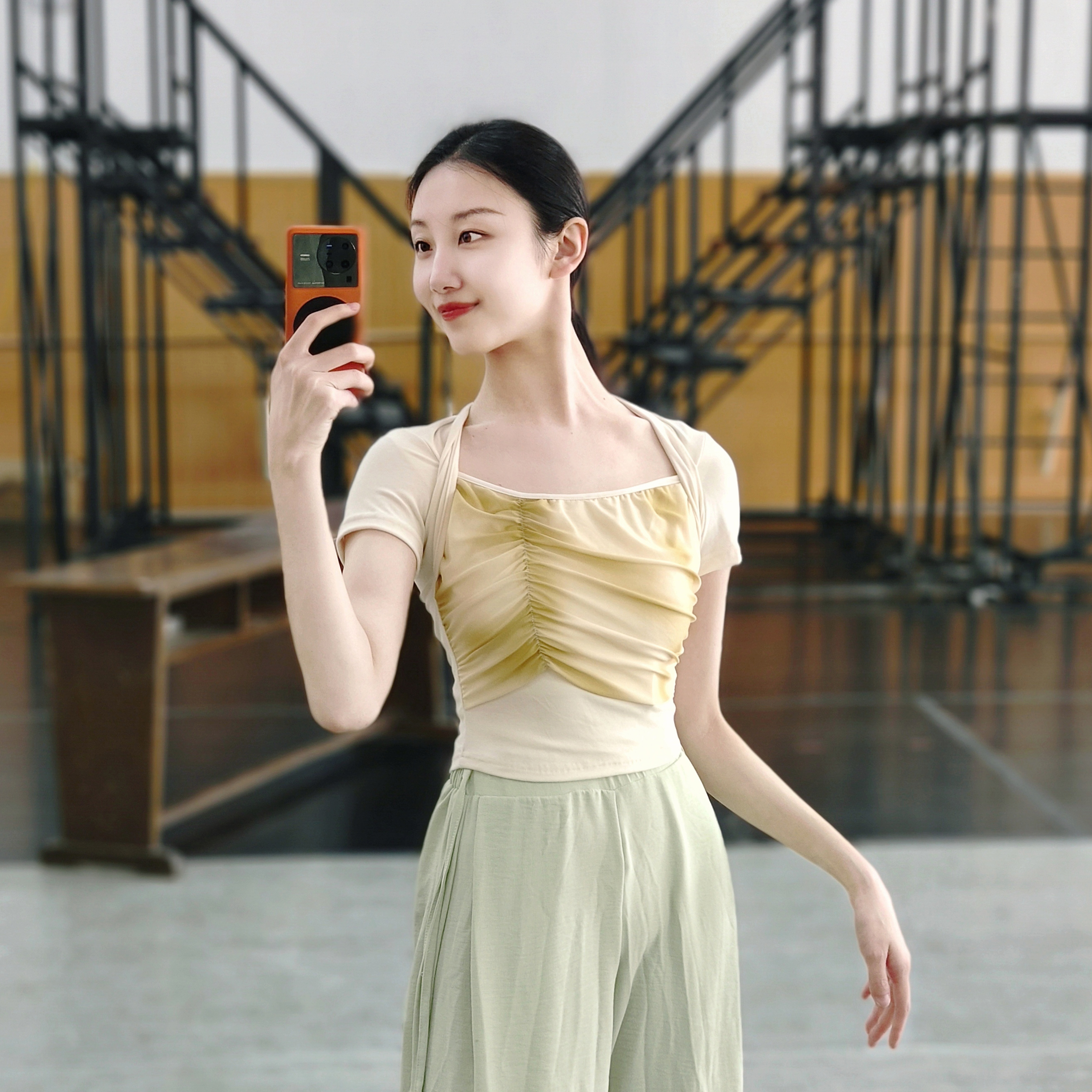 宸迪水墨網紗練功服短袖舞蹈服