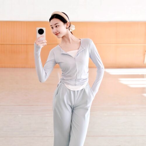 现代舞假两件拉链上衣2026新款古典舞蹈服瑜伽形体长袖春秋练功服