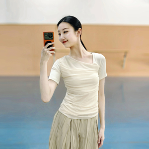 现代舞蹈服网纱短袖上衣女练功服春夏2024古典舞形体服艺考瑜伽服