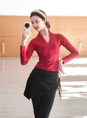 现代舞蹈服古典中国舞练功服女高领长袖上衣形体训练服瑜伽拉丁舞