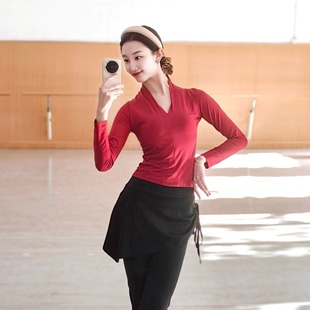 现代舞蹈服古典中国舞练功服女高领长袖上衣形体训练服瑜伽拉丁舞