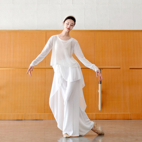 古典舞套装飘逸裙裤中国舞现代舞裙摆阔腿裤练功裤瑜伽裤拉丁舞裤