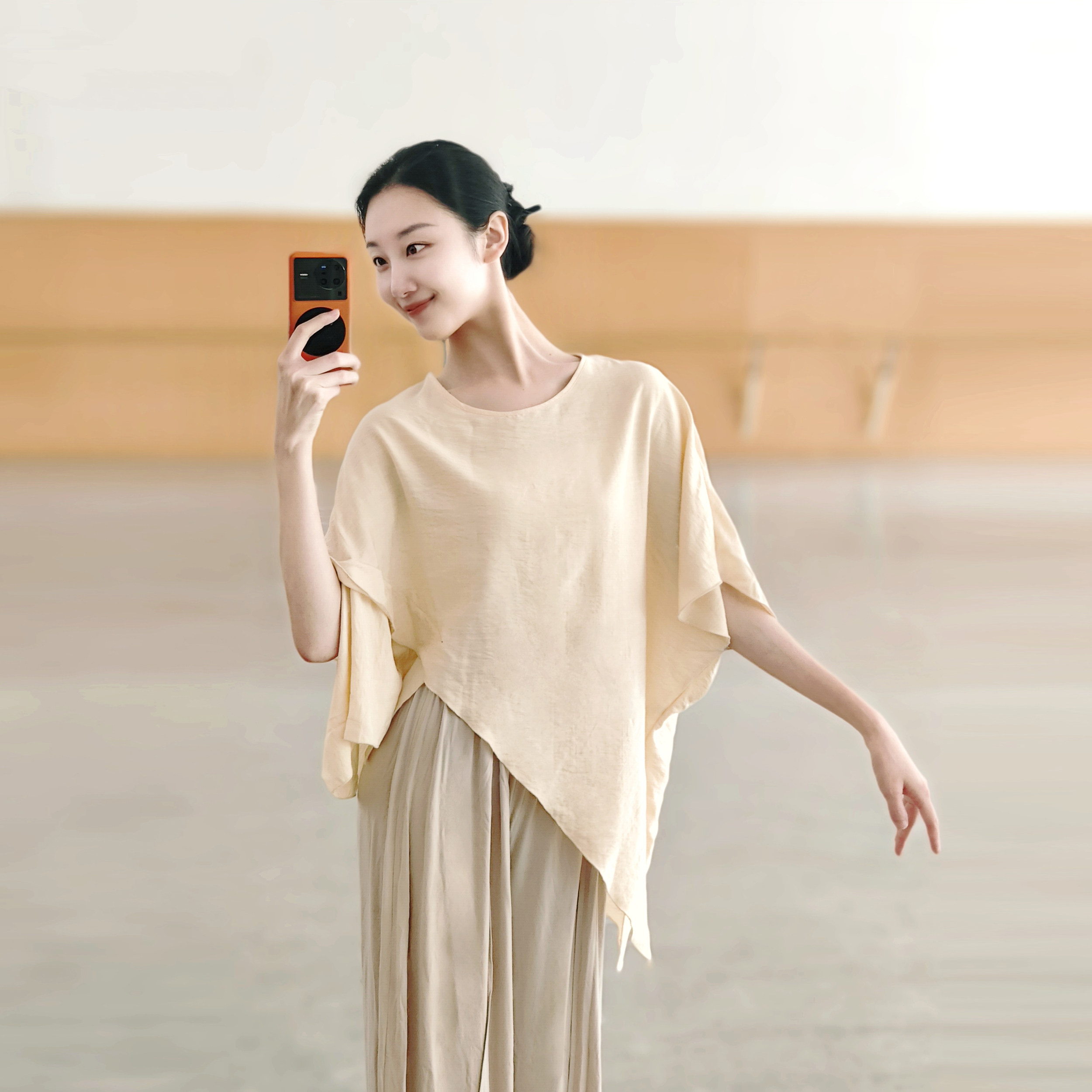 现代舞不规则下摆宽松大码飘逸国风古典舞中国舞服仙气练功舞蹈服
