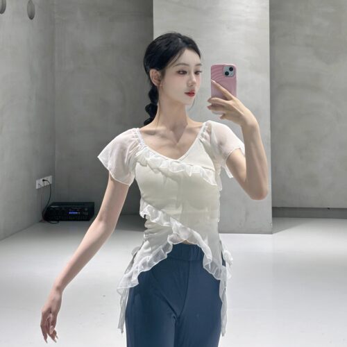 现代舞短袖上衣古典舞练功服夏季中国舞服女修身时尚瑜伽舞蹈衣服