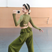 现代舞秋冬舞蹈练功服背肩瑜伽上衣古典舞长袖 芭蕾形体服日常可穿