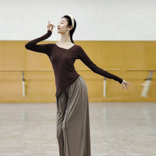 斑斓舞韵现代舞V领上衣