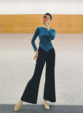 现代舞练功服长袖舞蹈服个性修身打底上衣女古典舞训练服艺考即兴