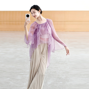 古典舞蹈服装身韵纱衣仙气练功服女飘逸中国风形体演出服艺考上衣