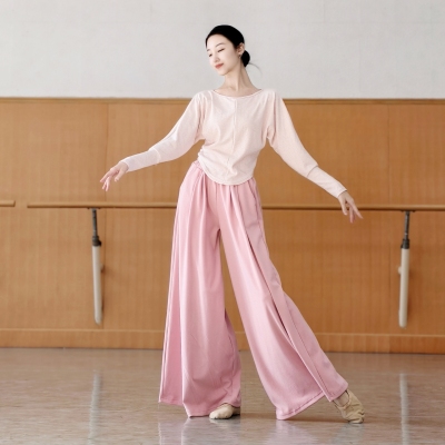 秋冬现代舞套装蝙蝠袖一字领收腰显瘦练功服中国古典舞瑜伽日常穿
