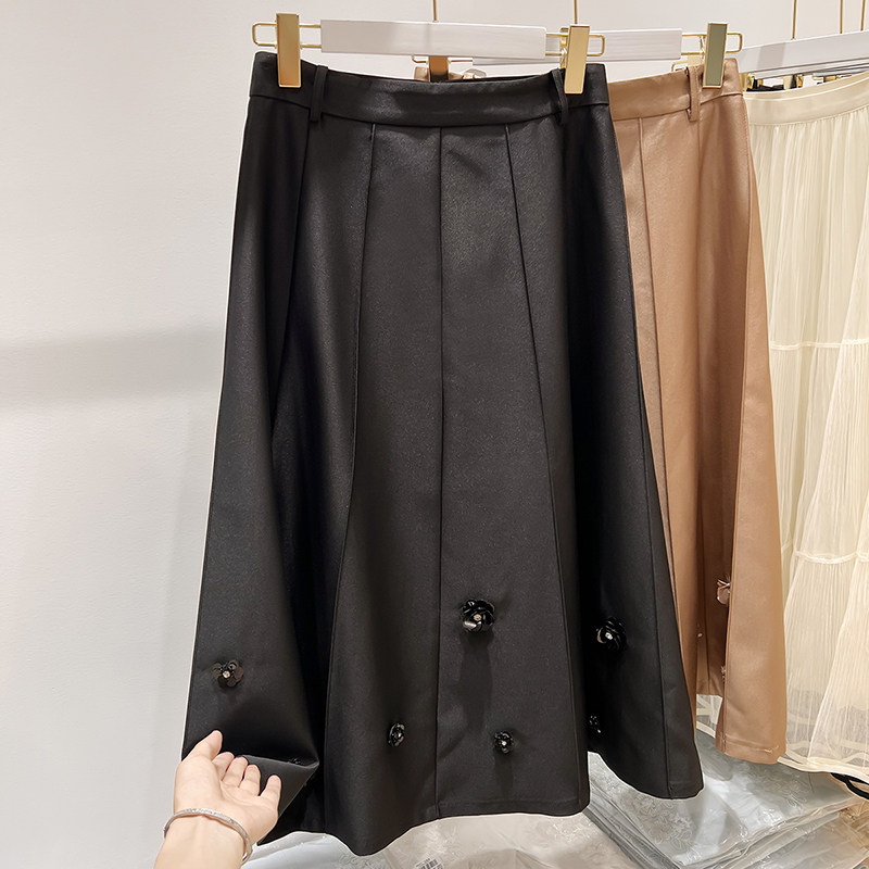 2025新款法式气质显瘦高腰下摆钉珠中长款a字半身裙女秋季,女装/女士精品,半身裙,淘宝优惠券,粉丝福利购,淘宝优惠卷