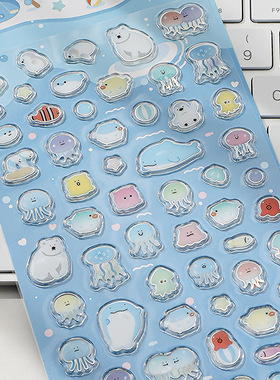 Nekoni萌萌哒动物集装饰贴纸 凹凸水晶贴立体手帐手机壳贴画素材