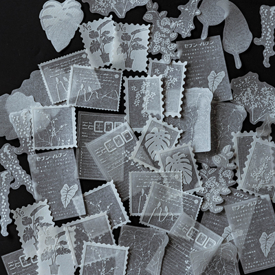 白雾手札系列和纸立体发泡贴纸