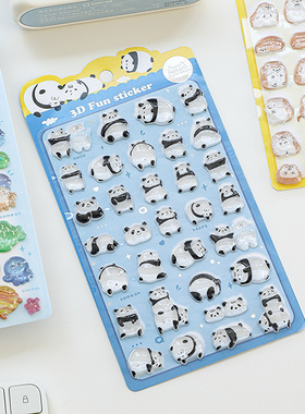 Ki  Nekoni可爱动物3D浮雕立体贴纸手账素材手机手帐日记装饰贴画
