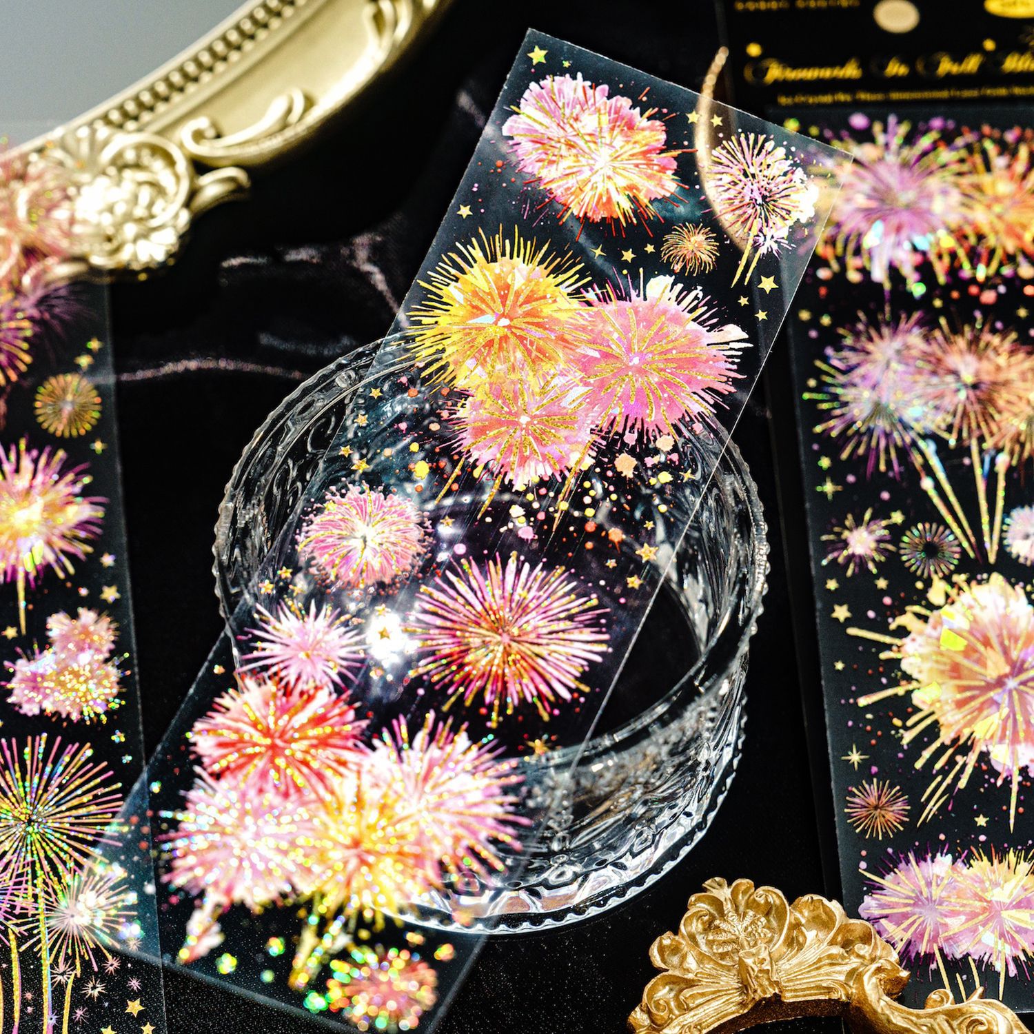 烟花瞬间PET贴纸手帐素材拼贴画