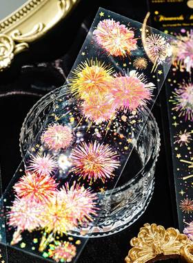 烟花瞬间PET贴纸手帐素材拼贴画