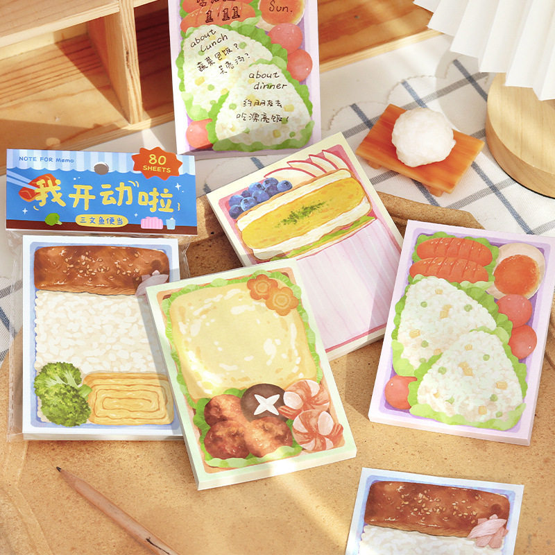 我开动啦便签本 好玩趣味仿真食物手帐拼贴打底无粘性素材纸80张,文具电教/文化用品/商务用品,便签本/便条纸/N次贴,淘宝优惠券,粉丝福利购,淘宝优惠卷
