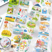 现在就出发ins风文艺清新风景贴纸手帐ki装 饰素材贴手账PET胶带