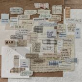 纸间零碎凸版 简约高颜值复古英文小纸条手账基础贴画 浮雕贴纸包