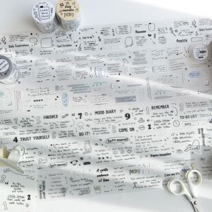 线条手记PET模切手帐胶带 复古手写英文素材diy手账手机壳装饰贴