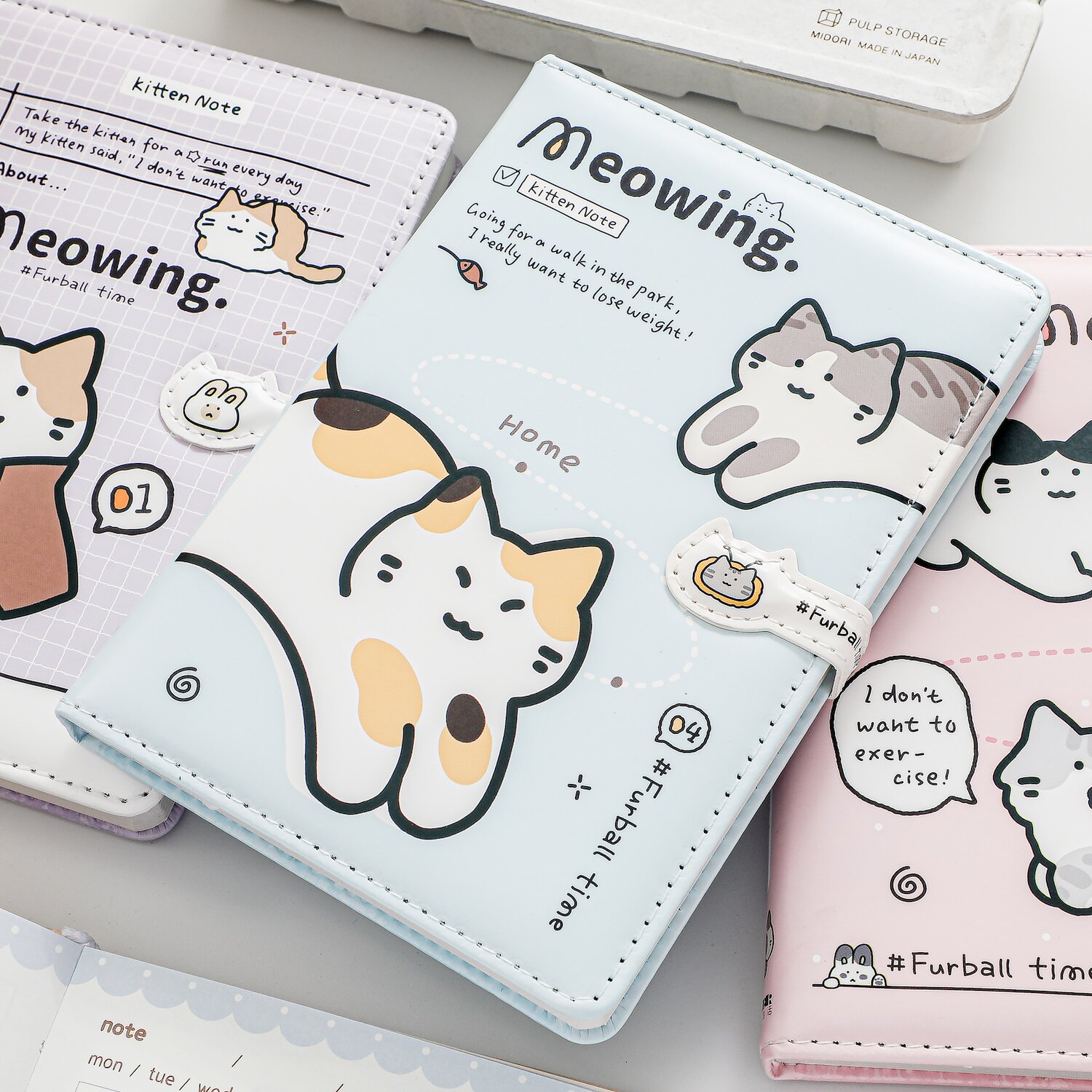 咕噜家族可爱猫咪彩页日记本 磁扣手帐本高颜值笔记本本子手账本