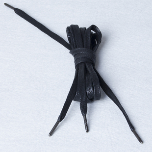 阿虎原装打蜡扁鞋带绳金属头油蜡鞋带 皮靴马丁靴扁鞋绳 黑棕绳带