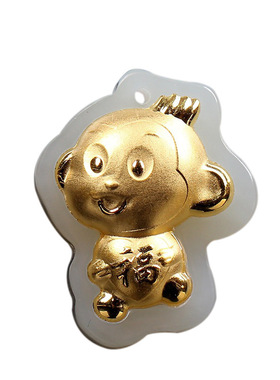 天然和田玉吊坠金镶玉十二生肖玉坠珠宝配饰HTJ2122