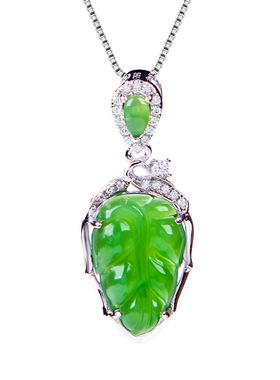 925银项链女款饰品纯银首饰和田碧玉吊坠配饰 TR057