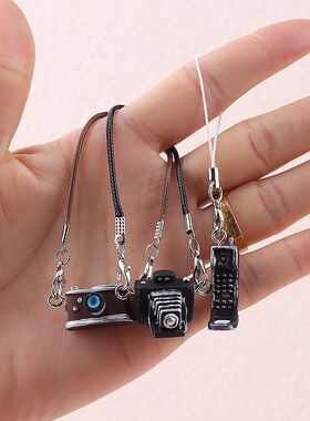 娃娃屋dollhouse迷你模型复古相机黑白包包挂脖配饰公仔挂件配饰